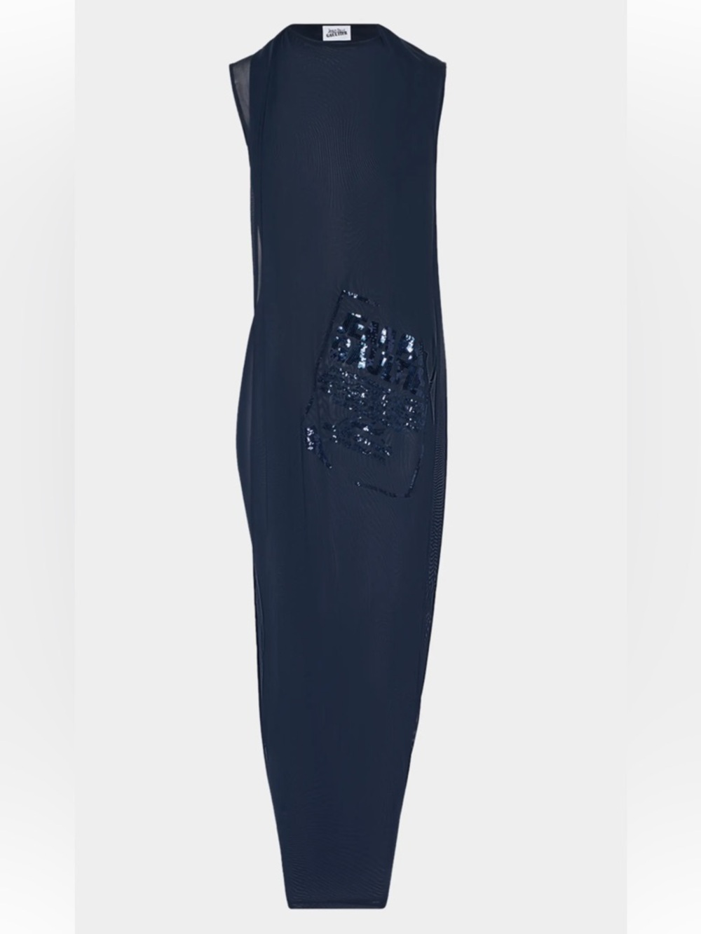 Jean Paul Gaultier Sequined Label Draped Mesh Maxi Dress